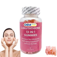 Gummies Herborigen à marque privée, L-glutathion naturel et collagène, 13-en-1, pour éclaircir et blanchir la peau, supplément anti-âge