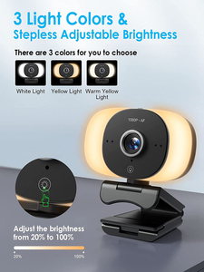 Caméra Web USB2.0 1080p CMOS 72,5° grand angle avec anneau lumineux, 60fps AF, luminosité réglable sur 3 niveaux, pour ordinateur portable, appels Skype/<span class=keywords><strong>Facebook</strong></span> - Product Image 4