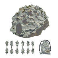 Housse de casque camouflage bionique couleur unie grise, découpe laser irrégulière avec 6 feuilles de simulation supplémentaires et pochette de rangement