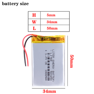 <span class=keywords><strong>503450</strong></span> 1000mAh 3.7V có thể sạc lại LiPo pin năng lượng mặt trời <span class=keywords><strong>Li</strong></span> Ion <span class=keywords><strong>Polymer</strong></span> Pin Lithium với PCM - Product Image 2