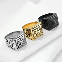 Cincin Bermotif Mata Horus Piramida Mesir, Baja Tahan Karat, Cincin Jari Pria Gaya Retro Punk Hip Hop