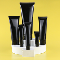 En stock, tube en plastique PE noir, emballage pour nettoyant visage, cosmétique, tube souple à visser