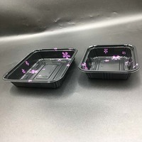 Boîte à sushi jetable personnalisée en PET, forme bateau, épaissie, empilable, anti-fuite, avec couvercle surélevé anti-buée, emballage blister