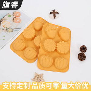 Silicone Cake Mold 6 Cavity Pumpkin Acorn Shape Baking Mold For DIY Desserts - Product Image 2
