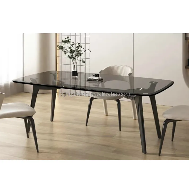 Wood Furniture Glass Top Table Nordic Dinning Table with Chairs