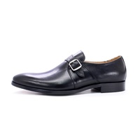 Chaussures habillées décontractées pour hommes en cuir véritable, à enfiler, noires, à boucle moine