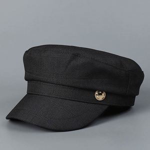 Women British Retro Flat Top Beret <b>Hat</b> Spring Summer Breathable Fashion Sunshade Captain <b>Hat</b> - Product Image 6