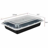 Boîte à lunch en plastique à compartiment unique, réutilisable, compatible micro-ondes, congélateur et lave-vaisselle, pour la préparation des repas