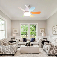 Geräuschloser Deckenventilator mit Fernbedienung, 18,5 Zoll, kleiner Deckenventilator mit dimmbarem LED-Licht, Bluetooth-Lautsprecher, 3 Farben, 3 RGB-Modi