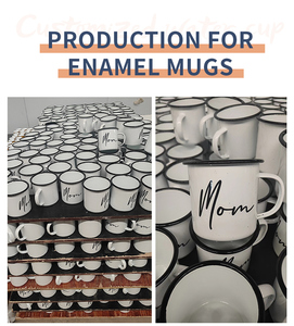 16oz cangkir enamel mug perjalanan dengan pegangan untuk kopi susu teh logo kustom logam warna Kemah cetak luar ruangan cangkir berkemah untuk anak-anak - Product Image 5