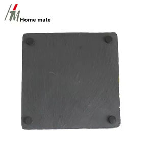 Factory Directly Sale Customized Size 13x13cm Natural <strong>Black</strong> Stone <strong>Slate</strong> Serving Tray - Product Image 3
