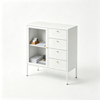 Armoire de classement en acier en gros avec porte transparente et 4 tiroirs, meuble de rangement commercial pour bureau