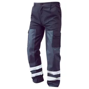 100% Polyester Safety Work Trousers Multi Pockets Work Safety Pants Men Reflective Hi Vis Workwear Trousers