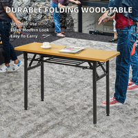 Table de formation pliante moderne à double niveau en bois et métal, avec pieds réglables, mobilier de bureau portable