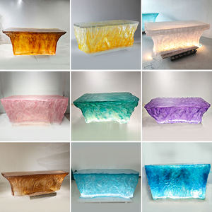 Table <span class=keywords><strong>de</strong></span> bar en verre cristal <span class=keywords><strong>de</strong></span> qualité supérieure avec plateau en résine époxy, design carré moderne pour bar à domicile, hôtel, utilisation commerciale, mobilier durable - Product Image 3