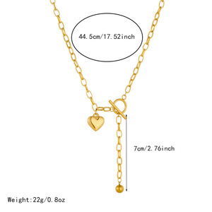 European American Trend Minimalist Irregular Chain Ot Buckle Heart Pendant Stainless Steel Punk Necklace - Product Image 4