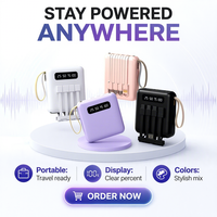 Batterie externe Li-Polymère rechargeable 10000 mAh avec affichage LED, charge rapide 37W, portable, câbles intégrés