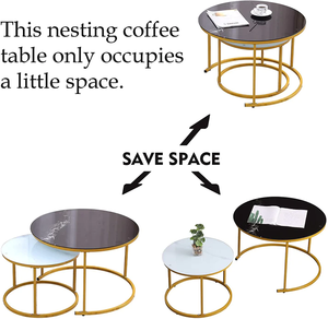 Tables gigognes modernes avec dessus en marbre, cadre en fer, table d'appoint à faible encombrement pour salon hôpital salle de bain école, vente à chaud - Product Image 6