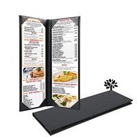 Porte-menu de restaurant avec logo personnalisé 4,25\" X 14\" Porte-menu en cuir PU à double vue