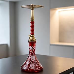 Red Glass <b>Hookah</b> Brass <b>Hookah</b> <b>Pipe</b> Carved Base Water <b>Pipe</b> for Lounge Bar Home Use - Product Image 2