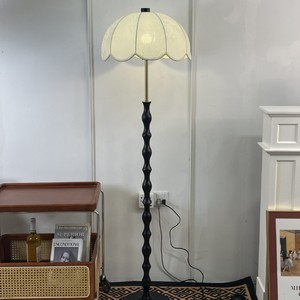 Lámpara de pie decorativa vintage de madera de fresno negro, 45x150 cm, fuente de luz LED, control de interruptor, dormitorio, sala de estar, mesita de noche - Product Image 2