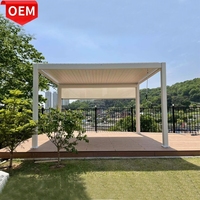 Pergola décorative motorisée 3m x 3m avec supports, imperméable, en aluminium à lames orientables