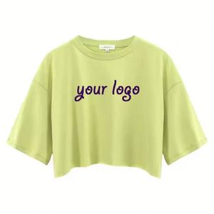 Camisetas para mujer con logotipo personalizado Camisetas para mujer Camiseta informal Lisa personalizada para mujer Crop Tops - Product Image 2