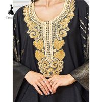 Abaya longue de soirée pour femme de Dubaï, magnifique, dorée et pailletée, style arabe, design transfrontalier, grandes tailles, pour l'Aïd d'été