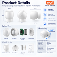 Détecteur de mouvement PIR sans fil Tuya Zigbee LH-961ZB pour système d'alarme d'automatisation de sécurité domestique intelligent