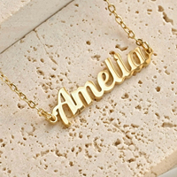 Collar con Nombre Personalizado, Chapado en Oro de 18K, Acero Inoxidable, Resistente al Agua, Joyería con Placa de Nombre que No se Deslustra