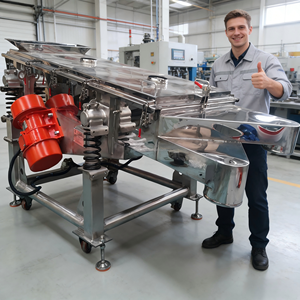 DZJX Çift Katmanlı 3 Çıkışlı Lineer Titreşimli Elek Makinesi Toz Parçacık Gıda Tahıl Eleme Sıralama İçin - Product Image 1