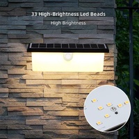Lampu Dinding LED Tenaga Surya PIR Tahan Air IP54 Lumen Tinggi 6000K Cahaya Siang Hari untuk Pagar Taman Luar Ruangan, Dapat Diredupkan dengan Sensor