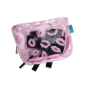Trousse de Toilette Imprimée Lèvres Rouges Tendance pour Femme, Sac de Voyage Carré Transparent en PVC Imperméable, Pochette Cosmétique et Maquillage - Product Image 3
