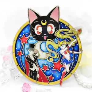 Desain gratis cat biru transparan Pin Enamel detail indah Anime bebas seni disesuaikan Pin kerah untuk Souvenir