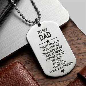 Collana in acciaio inossidabile con ciondolo inciso per <span class=keywords><strong>padre</strong></span>, madre, figlio e figlia, stile militare, per la famiglia, con messaggio emotivo. - Product Image 3