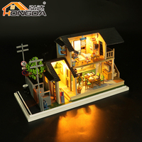 Hongda 2023 maison de poupée miniature maison de poupée en bois miniature bricolage kit de maison de poupée pour les filles avec lumière