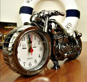 カスタムバイクレトロ置時計3Dプラスチック製オートバイアートデザイン目覚まし時計サイレントユニークなデスク時計子供用おもちゃギフト