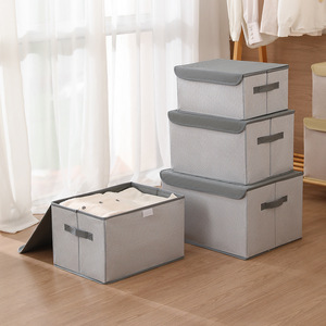 Foldable Fabric Storage Box Rectangle <b>Stripe</b> Polyester Clothing Organizer For Dorm Home Use Large Capacity - Product Image 5