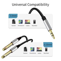 3.5mm TRS 3 Kutuplu Çift 6.35MM Mono Y Splitter Kablo Koaksiyel Stereo Ses Y-Kablosu PVC Gitar/Hoparlör Amplifikatör Bağlantısı için