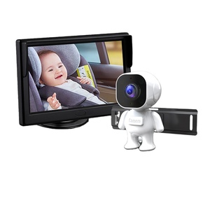 กระจกมองหลังในรถยนต์สำหรับเด็กพร้อมระบบมองเห็นในเวลากลางคืนแบบ HD, หน้าจอ 5 นิ้ว พร้อมที่ยึดแบบถ้วยดูดติดตั้งบนโต๊ะ สำหรับดูเด็กทารกที่นั่งด้านหลัง - Product Image 1
