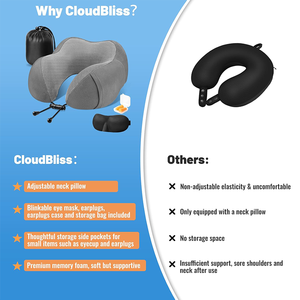 Nuovo <span class=keywords><strong>cuscino</strong></span> per il collo avvolgente di lusso portatile in Memory Foam <span class=keywords><strong>cuscino</strong></span> da viaggio per il volo - Product Image 6