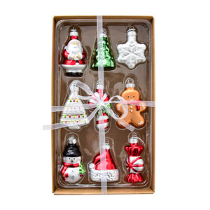 Lot de décorations de Noël en verre mélangé en gros : Pendentifs Père Noël, Bonhomme de neige, Bonbons, Pendentifs pour sapin de Noël, Boîte cadeau, Décorations de fêtes - Product Image 5