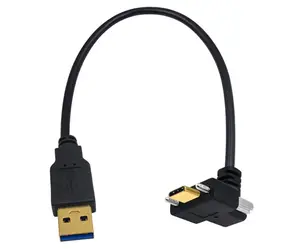 새로운 90도 각도 USB 3.1 유형 C 이중 나사 고정 USB 3.0 10Gbps 3A USB 패널 마운트 유형 C 케이블