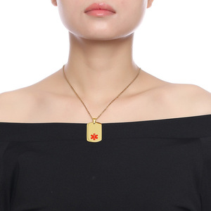 Collar Médico Personalizado con Grabado de Información de Emergencia para Mujeres y Hombres, Chapado en Oro, Acero Inoxidable, Venta al por Mayor, OEM/ODM - Product Image 3