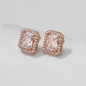 RAKOL EP2877 Pendientes de cristal con forma de rectángulo grande de lujo Pendientes de piedras preciosas rectangulares CZ brillantes - Product Image 2