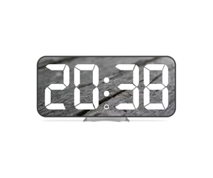 นาฬิกาแขวนผนังแบบมีกระจก แสดงเวลา อุณหภูมิ พร้อมฟังก์ชั่นเลื่อนปลุก ปฏิทิน ไฟ LED นาฬิกาดิจิตอลแบบตั้งโต๊ะ - Product Image 1