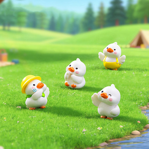 Figuras de Patos Blancos Mini Kawaii de Alta Calidad, Adornos de Animales de Plástico PVC para Micropaisajes, Manualidades de Decoración para Escritorio y Coche - Product Image 2