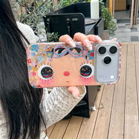 Casing HP Rainbow Gradient Flower Girls untuk iPhone 17 16 15 14 Pro Max Glitter Bow bling IMD Gilded Smile face back Cover lucky