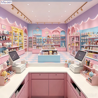 Vitrine d'îlot commerciale tendance à éclairage LED pour magasin de jouets, comptoir de présentation ouvert multi-niveaux, armoire de rangement pour magasins de poupées