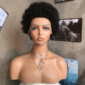 Perruque Courte <span class=keywords><strong>Afro</strong></span> Frisée Pixie Cut Pas Chère en <span class=keywords><strong>Cheveux</strong></span> Humains, Perruque Brésilienne 13*1 Lace Front Transparente pour Femmes Noires - Product Image 1